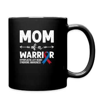 Maman d’un guerrier, Ruban rouge et bleu HLHS Sensibilisation - Mug uni - noir - Droite