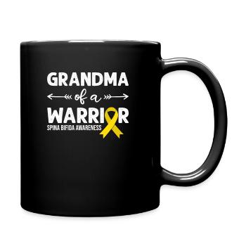 Grandma Of A Warrior, Yellow Ribbon Spina Bifida - Full Colour Mug - black - Right