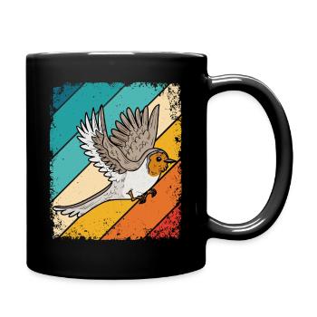 Rotkehlchen Vogelfreund Vogelfan Retro Natur Liebh - Tasse einfarbig - Schwarz - Rechts
