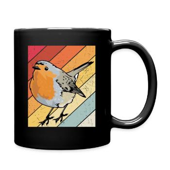 Rotkehlchen Vogelfreund Vogelfan Design Natur Lieb - Tasse einfarbig - Schwarz - Rechts