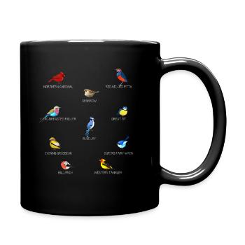 Vogelmotiv Vögel Amsel Rotkehlchen Geschenk Vogelf - Tasse einfarbig - Schwarz - Rechts