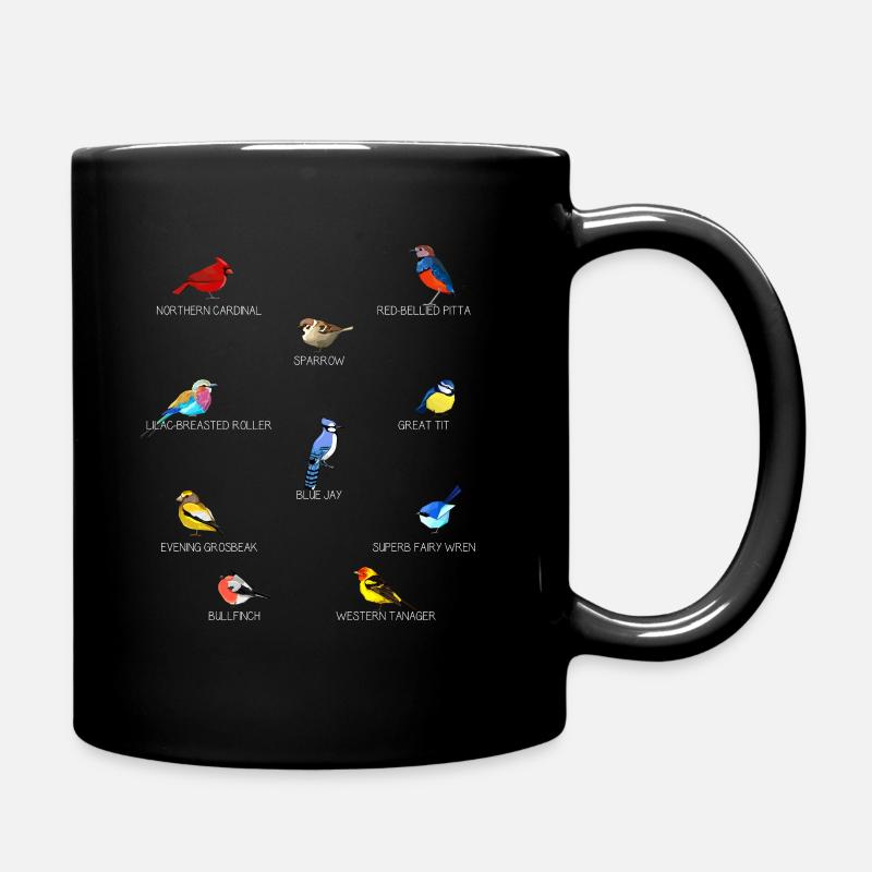 Vogelmotiv Vögel Amsel Rotkehlchen Geschenk Vogelf - Tasse einfarbig - Schwarz