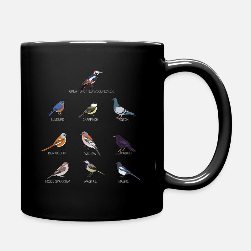 Vogelmotiv Amsel Rotkehlchen Geschenk Vogel Liebha - Tasse einfarbig - Schwarz