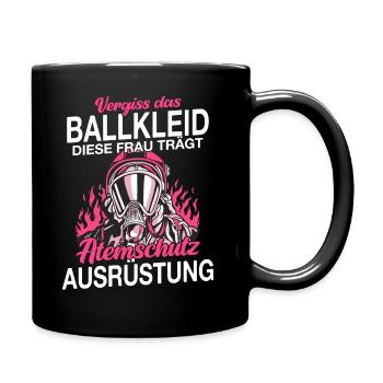 Feuerwehr Feuerwehrfrau - Tasse einfarbig - Schwarz - Rechts