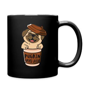 Pugkin Spice Latte Coffee Pumpkin Spice Pug Owner - Full Colour Mug - black - Right