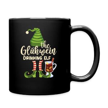 The Gluehwein Drinking Elf, Mulled Wine Christmas - Tasse einfarbig - Schwarz - Rechts