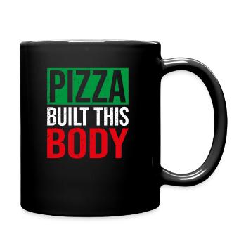 Pizza Built This Body, drôle d’amateur de pizza - Mug uni - noir - Droite