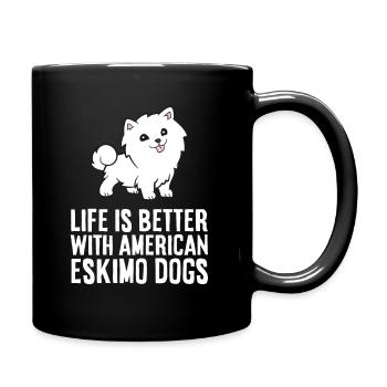 Life Is Better With American Eskimo Dogs - Full Colour Mug - black - Right