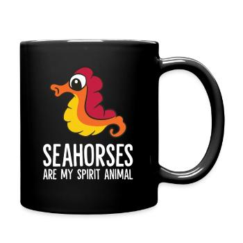 Seepferdchen sind mein Seelentier Niedlicher - Tasse einfarbig - Schwarz - Rechts
