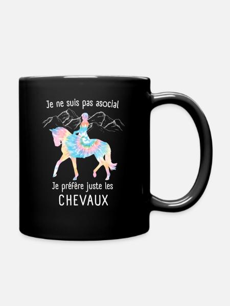 Je Préfère Les Chevaux Cadeau Equitation Femme - Mug uni - noir