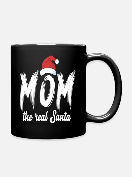 Christmas Mom the real Santa - Tasse einfarbig - Schwarz