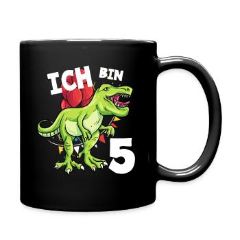Ich bin 5 Jahre Dinosaurier 5. Geburtstag - Tasse einfarbig - Schwarz - Rechts