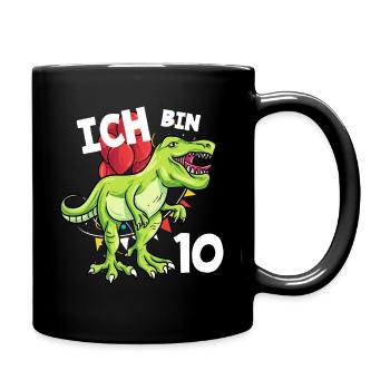 Ich bin 10 Jahre Dinosaurier 10. Geburtstag - Tasse einfarbig - Schwarz - Rechts