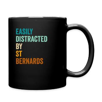Easily Distracted By St Bernards - Full Colour Mug - black - Right