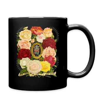 IHS Jesus Jesus Christus vintage-Rosenmotiv Spruch - Tasse einfarbig - Schwarz - Rechts