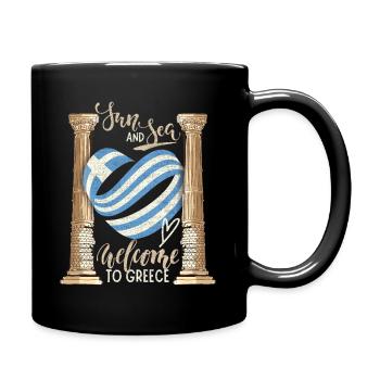Greece, Sun and Sea Ancient Ruins - Full Colour Mug - black - Right