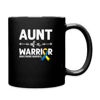 Aunt Of A Warrior, Schleife Downsyndrom - Tasse einfarbig - Schwarz - Rechts