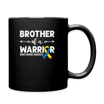 Brother Of A Warrior, Schleife Downsyndrom - Tasse einfarbig - Schwarz - Rechts