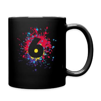 Numéro 6e couleur Splash - Mug uni - noir - Droite