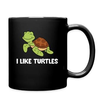 I Like Turtles Reptile Funny Sea Turtle - Full Colour Mug - black - Right