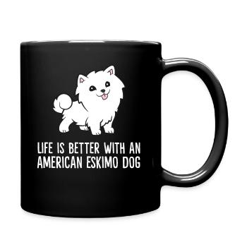 Life Is Better With An American Eskimo Dog - Full Colour Mug - black - Right