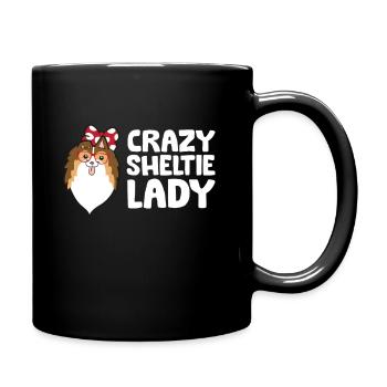 Sheltie Dog Mom Crazy Sheltie Lady - Tasse einfarbig - Schwarz - Rechts