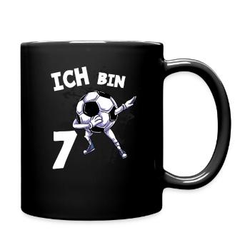 Ich bin 7 Jahre Fußball 7. Geburtstag - Tasse einfarbig - Schwarz - Rechts