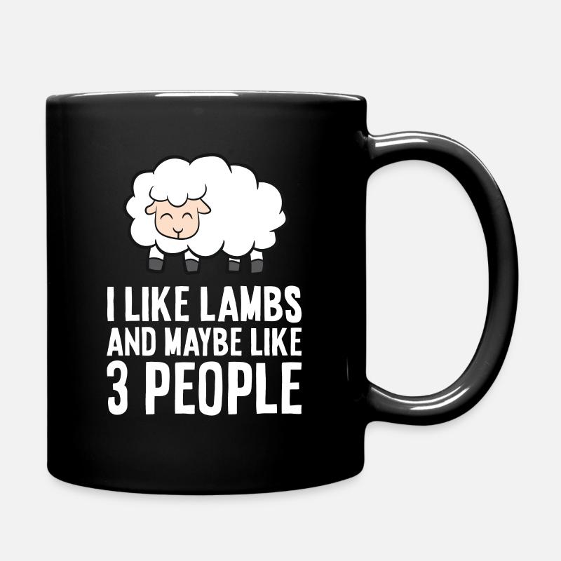 I Like Lambs And Maybe Like 3 People - Full Colour Mug - black