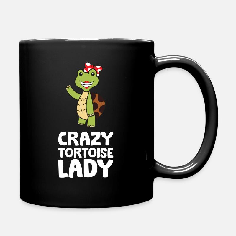 Crazy Tortoise Lady Cute Tortoise - Full Colour Mug - black