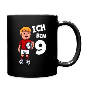Ich bin 9 Jahre Fußball 9. Geburtstag - Tasse einfarbig - Schwarz - Rechts