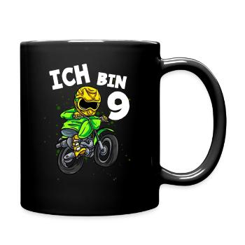 Ich bin 9 Jahre Cross Motorrad 9. Geburtstag - Tasse einfarbig - Schwarz - Rechts
