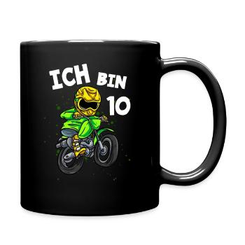 Ich bin 10 Jahre Motorcross 10. Geburtstag - Tasse einfarbig - Schwarz - Rechts