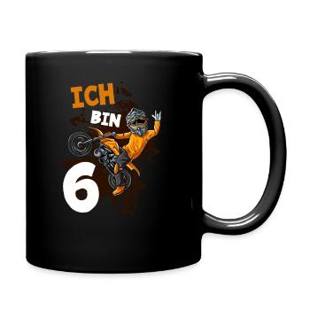 Ich bin 6 Jahre Cross Motorrad 6. Geburtstag - Tasse einfarbig - Schwarz - Rechts