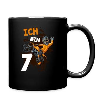 Ich bin 7 Jahre Cross Motorrad 7. Geburtstag - Tasse einfarbig - Schwarz - Rechts