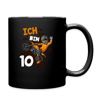 Ich bin 10 Jahre Cross Motorrad 10. Geburtstag - Tasse einfarbig - Schwarz - Rechts