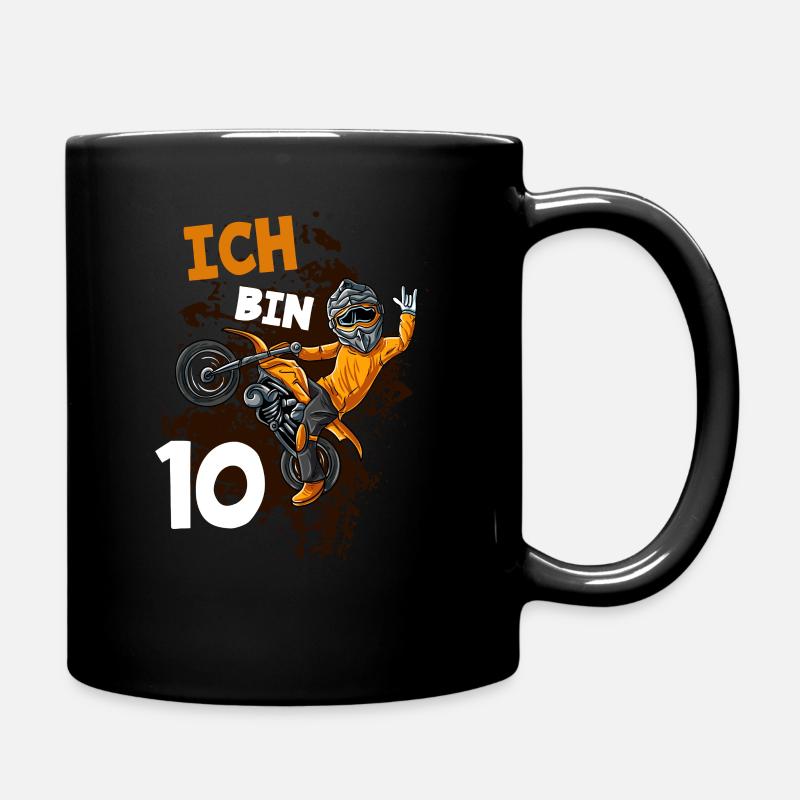 Ich bin 10 Jahre Cross Motorrad 10. Geburtstag - Tasse einfarbig - Schwarz