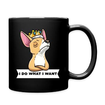 Chiweenie chien avec couronne - Mug uni - noir - Droite