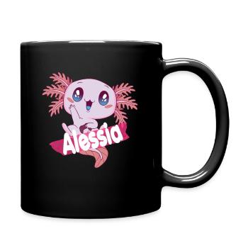 ALESSIA - Schöner Mädchen Name mit AXELOTL - Tasse einfarbig - Schwarz - Rechts
