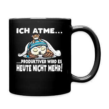 Schlummernde Eule Mit Kuscheltier Schlaf - Tasse einfarbig - Schwarz - Rechts