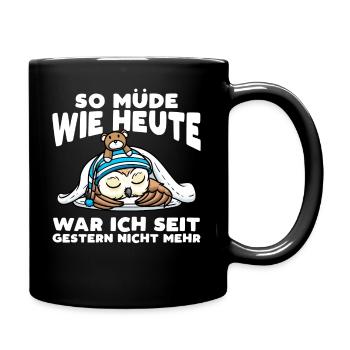 Schlafenden Eule Mit Kuscheltier So Müde Wie Heute - Tasse einfarbig - Schwarz - Rechts
