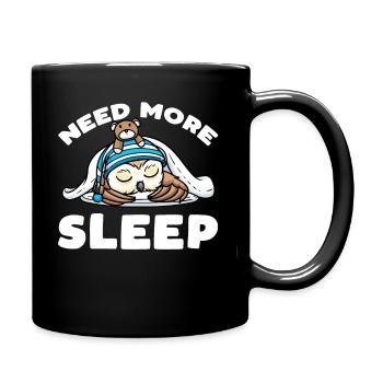 Brauche Mehr Schlaf Napping Eule Mit Plüschtier - Tasse einfarbig - Schwarz - Rechts