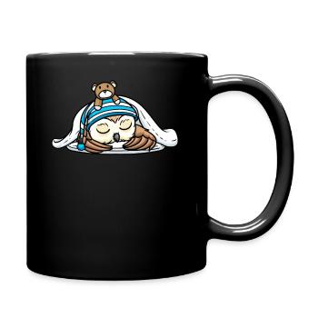 Schlummernde Eule Mit Plüschtier Schlafen Schlaf - Tasse einfarbig - Schwarz - Rechts
