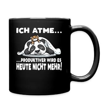 Schlafender Panda Mit Plüschtier Schlaf - Tasse einfarbig - Schwarz - Rechts