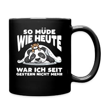 Schlafender Panda Mit Plüschtier Schlaf - Tasse einfarbig - Schwarz - Rechts