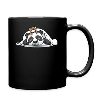 Lustiger Schlafender Panda Mit Schlafendem - Tasse einfarbig - Schwarz - Rechts