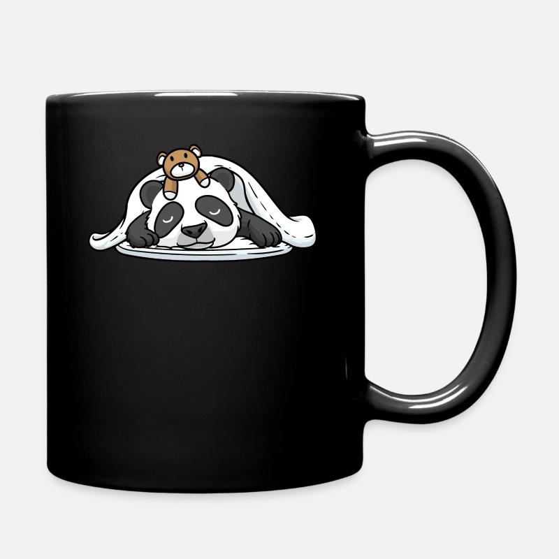 Lustiger Schlafender Panda Mit Schlafendem - Tasse einfarbig - Schwarz