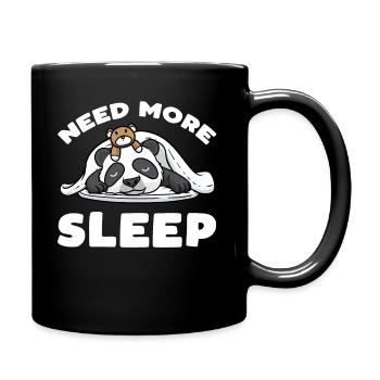 Need more sleep Panda Sleeping with Plush Toy - Full Colour Mug - black - Right