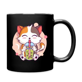 Anime Kawaii Cat Boissons Boba Thé à bulles - Mug uni - noir - Droite