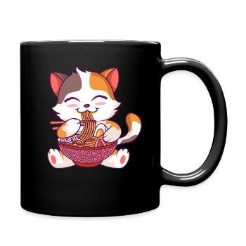 Kawaii Anime Cat Japanische Nudeln Ramen - Tasse einfarbig - Schwarz - Rechts