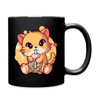 Anime Kawaii Chat Boissons Boba Thé Bubble Thé - Mug uni - noir - Droite